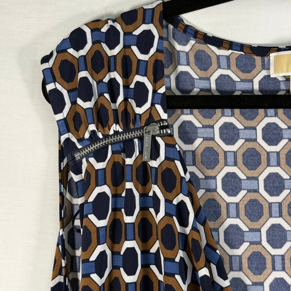 Michael Kors Sleeveless Top‎ Size 3x Geometric Print Zipper Detail - Picture 4 of 8